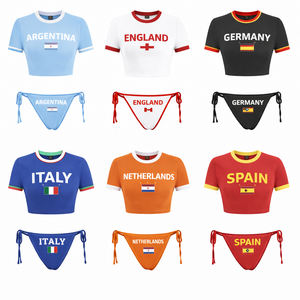 Conjunto de Bikini Personalizado para Mujer, Estampado con la Bandera Nacional de la Copa Mundial de Fútbol, Dos Piezas, Ropa de Playa para Fanáticas del Fútbol - Product Image 2