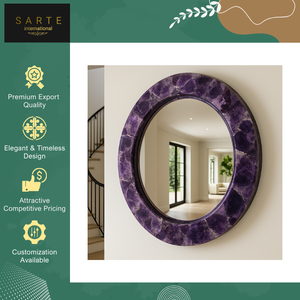 Nouveau Miroir Moderne en Améthyste Écologique, Fait Main, Lumineux, avec Cadre en Pierre Naturelle, Centre de Table pour Espace Spirituel et Décoration Intérieure, pour la Guérison - Product Image 2