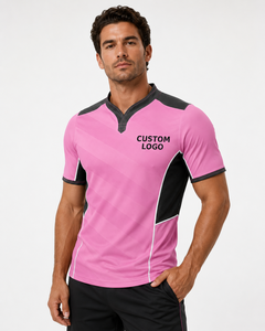 <b>Men</b> <b>Pink</b> Black Referee <b>Shirt</b> V Neck Short Sleeve Contrast Side Panels Custom Logo Professional Officials Performance Game Jersey - Product Image 5