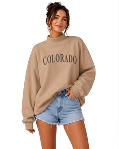 Sudadera Premium de Manga Larga y Cuello Alto para Mujer, Mezcla de Algodón Suave, Estilo Casual y Relajado para Uso Diario - Product Image 1