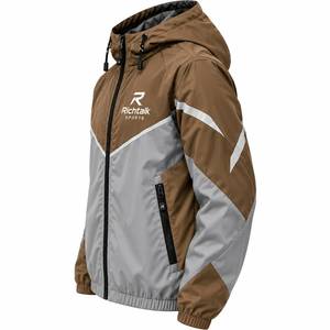 Chaqueta Bomber Personalizada para Hombre Richtalk, con Capucha, Resistente al Viento, Transpirable, Diseño con Bloques de Color, Cierre de Cremallera con Logotipo Frontal, Forro Polar - Product Image 3
