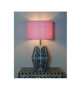 Lampe opulente en os incrusté, artisanale et décorative, luminaire de table pour chambre à coucher, salon, décoration intérieure haut de gamme - Product Image 6