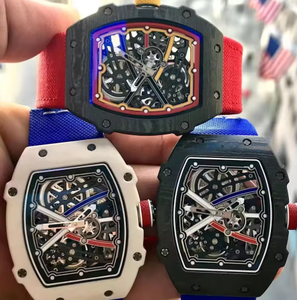 Montre-bracelet automatique de luxe RM Style Carbon Fibercase Tourbillon 44 mm avec cadran squelette mécanique pour homme, bracelet en nylon - Product Image 1
