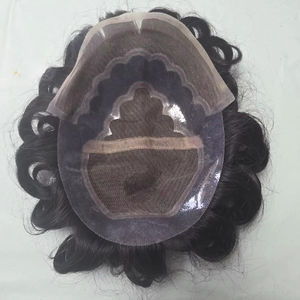 Peluca de Cabello Humano con Frente de Encaje para Hombres, con Ondas Naturales y Estilos Rizados, Parches de Cabello Indio Suave - Product Image 1