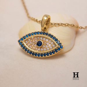 Pendentif de protection œil de luxe, collier en or 14K/18K avec diamants de laboratoire/naturels, fournisseur de bijoux en gros - Product Image 1
