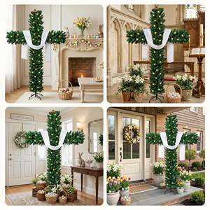 Árbol de Navidad en forma de cruz delgada de 6 pies de altura, Cruz católica de Jesucristo, Decoraciones navideñas para interiores <span class=keywords><strong>y</strong></span> exteriores - Product Image 3