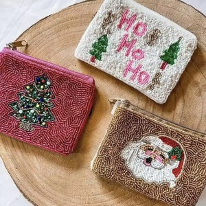 White <b>Seed</b> Beaded Coin Money Purse Makeup Bag handmade accessory colorful beaded pouch - Product Image 6