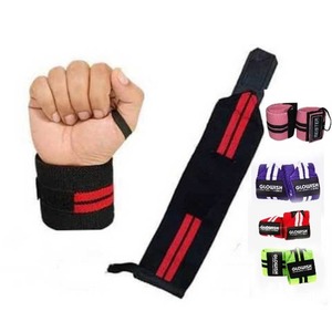 GLOWISH Bande de maintien pour poignet réglable avec fermeture auto-agrippante pour la musculation et l'entraînement en force, unisexe, noir et rouge - Product Image 1