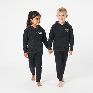 Conjunto Deportivo Informal para Niños, Sudadera con Capucha de Algodón Lavado al Ácido, Pantalones Deportivos Negros con Media Cremallera, Ropa Unisex con Estampado Personalizado - Product Image 4