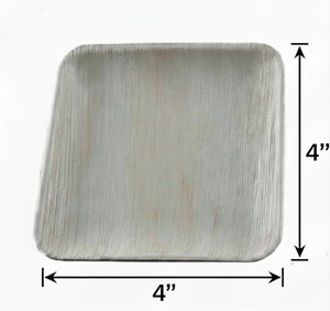 100% Natural Biodegradable 4 Inch Square Palm Leaf Heavy Duty Microwave Safe <b>Disposable</b> Wedding Dessert <b>Plates</b> Eco-Friendly - Product Image 6