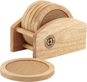 Wooden Durable Handmade Classic Round <b>Kitchen</b> Coasters-Non-Folding <b>Rack</b> for Bar Use - Product Image 3