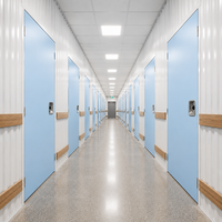 Unidades de Almacenamiento Modernas de Acero Azul, Puerta Batiente Plana Modular para Almacenes Comerciales, Instalaciones de Almacenamiento en Casilleros