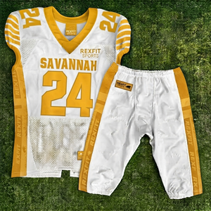 Nouvel ensemble d'uniformes de football américain personnalisés, maillot et pantalon de football en mesh respirant, fabricant de vêtements de sport d'équipe - Product Image 3