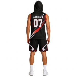 Custom <b>Athletic</b> 7 on 7 Hooded Sleeveless Jersey Set with Matching Sports Shorts Performance Wear - Product Image 2
