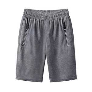 Shorts Bermuda pour homme à séchage rapide avec poches zippées, taille élastique, couleur unie, shorts de sport décontractés gris marine noir - Product Image 4