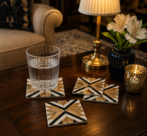 Juego de Posavasos Cuadrados con Incrustaciones de Hueso, Posavasos de Lujo para Bebidas, Tazas de Té y Café, Decoración Marroquí para Mesa de Centro, Accesorios Decorativos para el Hogar - Product Image 6