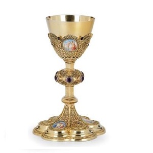 hot Selling Chalice Brass Color Also Customized With Etching Design Chalice is handmade high-quality brass church supplies - Product Image 1