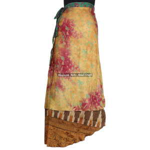 Falda Larga Bohemia de Talla Grande, Reversible de Dos Capas, Multiusos, 100% Seda - Product Image 1
