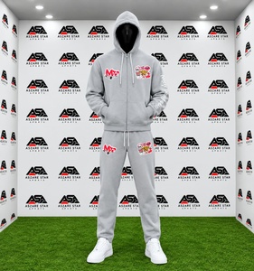 Survêtement d'hiver personnalisé avec logo brodé, sweat à capuche oversize léger et uni, pantalon de jogging droit, streetwear 100% coton - Product Image 1