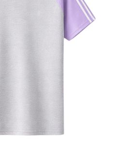 เสื้อยืดแขนยาวสีเทาลาเวนเดอร์สำหรับผู้ชาย สไตล์ลำลอง คอกลม ลายทางที่ไหล่ ผ้าฝ้ายผสม ระบายอากาศได้ดี นุ่ม สวมใส่สบาย - Product Image 6