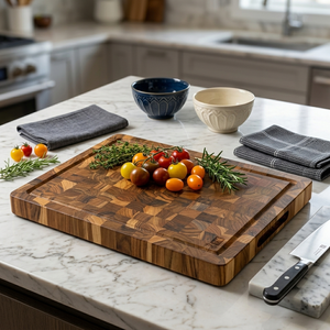 Planche à découper en bois d'acacia massif, rectangulaire, 1,5 cm d'épaisseur, pour viande et légumes, idéale pour la cuisine - Product Image 6