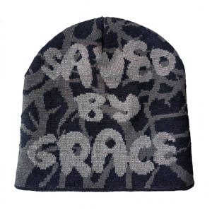 Gorro de Punto Jacquard Unisex, 100% Poliéster, con Patrón de Letras Bordadas, Ajustable, Sin Borde, para Uso Diario en Invierno - Product Image 3