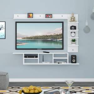 Meuble TV mural LED, meuble TV mural, support TV mural pour salon, support pour décodeur - Blanc (DIY) - Product Image 3