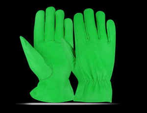 High Quality Yellow Cowhide Leather <b>Driver</b> Safety <b>Gloves</b> with Elastic Wrist for Construction and General Work <b>Gloves</b> - Product Image 3