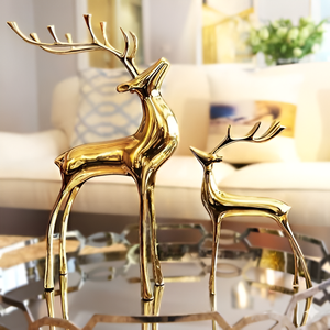 Juego de Figuras de Ciervos Dorados de Lujo, Artesanía Hecha a Mano, Escultura Metálica Moderna, Decoración para Mesa, Sala de Estar, Oficina, Estante - Product Image 5