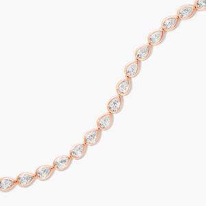 Bezel Tennis <b>Bracelet</b> With Pear Cut Lab-Grown Diamonds In Yellow Gold - Product Image 5