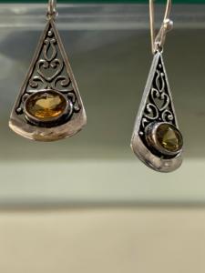 Boucles d'oreilles pendantes en argent allemand avec pierres précieuses, style féminin, faites à la main, pierre de naissance, tendance, pour femme, cadeau de fête, vente en gros - Product Image 2