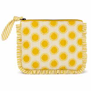 Yellow Polka Dot Coin Purse Quilted Zipper <b>Pouch</b> Ruffle Change Bag for Daily Carry - Product Image 1