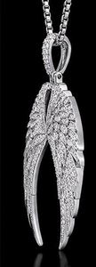 Stainless Steel Rhinestone Angel <b>Wings</b> Pendant Necklace Long Chain <b>Wing</b> Jewelry for Women Gift Party - Product Image 1