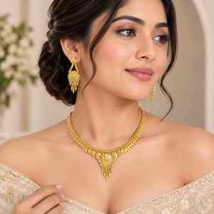 Ensemble de colliers courts en laiton plaqué or micron 14K 18K 24K, bijoux fantaisie de mode en gros, motif floral traditionnel - Product Image 2