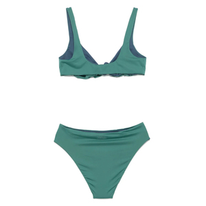 Conjunto de Bikini Casual y Cómodo de Cintura Alta para Mujer, Color Sólido, con Sujetador Triangular Acolchado Extraíble, Tejido de Punto Acanalado de Spandex, Sin Costuras, Profundo - Product Image 4