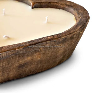 \Wholesale Price Customized Designed <b>Heart</b> <b>Shaped</b> Wooden Handcrafted Decorative Scented Candle <b>Bowls</b> Manufacturer - Product Image 3
