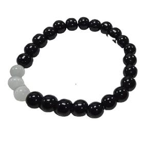 Crystal <b>bracelet</b> <b>Black</b> Obsidian & Selenite Round Beads <b>Bracelet</b> 8mm Stone Gemstone Fashion <b>Men</b> and Women Gift Energy - Product Image 1
