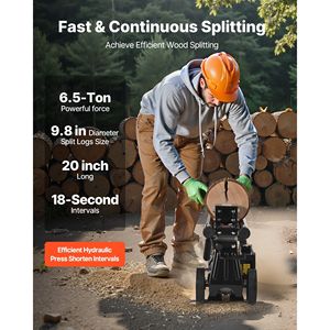 Spaccalegna Elettrico Portatile 1500W 15 Amp, Macchina Spaccalegna da 6,5 Tonnellate con Ruote da 6 Pollici per Legna da Ardere e Accessori per Caminetto - Product Image 3