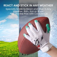 Guantes de Fútbol Americano Profesionales Personalizados Antideslizantes Super Prippy con Palma de PVC Adhesiva, Cosidos a Máquina para Niños/Adultos