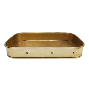 Bandeja Redonda de Metal para Servir Alimentos, Diseño de Corte Láser, para Bodas, Restaurantes y Hogares, Bandeja Rectangular de Metal Dorado - Product Image 4