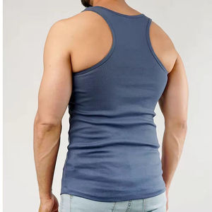 High Quality <b>Mens</b> Gym Tank Top Crew Neck Quick Dry Breathable Fitness <b>Singlet</b> Ribbed Cotton Vest - Product Image 5