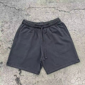 Shorts tricotés pour hommes, personnalisés, style vintage, délavés à l'acide, à taille élastique, effet délavé soleil, avec bords bruts, style décontracté, vente en gros, fourniture OEM - Product Image 4