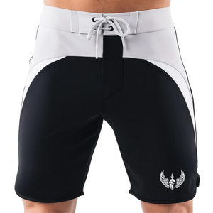 Shorts de bain pour hommes, noir et blanc, à séchage rapide, avec cordon de serrage, pour la plage, la natation, les sports nautiques, les activités athlétiques - Product Image 1