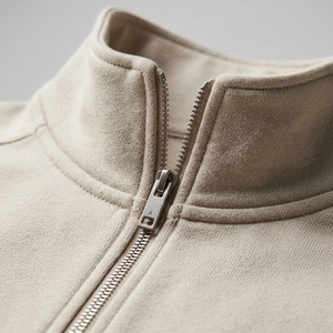 Sweat-shirt surdimensionné en coton tricoté 100 % écologique pour homme, avec logo brodé personnalisé, col montant et fermeture éclair au dos, idéal pour l'automne - Product Image 6