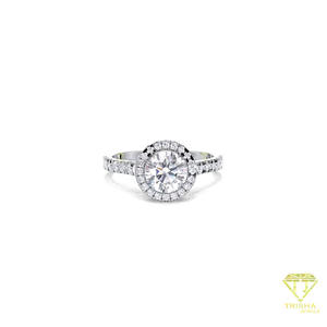 Moissanite Diamond Round Cut Double Halo Engagement <b>Ring</b> Yellow Gold Wedding Promise Anniversary <b>Ring</b> for Women - Product Image 5