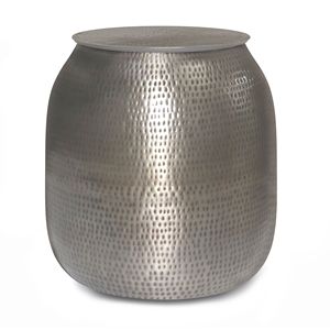 Tavolino d'Appoggio in Metallo Argento Anticato con Griffa, Elegante Arredamento per Soggiorno - Product Image 1