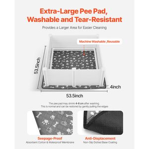 กล่องคลอดลูกสุนัขในบ้าน ขนาด 48x48x18.1 นิ้ว ปรับได้ ทำจาก PVC พร้อมแผ่นรองซับฉี่แบบซักได้ - Product Image 5