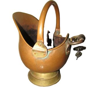 Seau à charbon de cendres enduit de poudre d'orange vibrant avec poignée portable, parfait pour le jardinage élégant et les outils d'intérieur et d'extérieur - Product Image 1