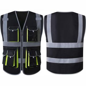 Gilet de sécurité haute visibilité pour homme, réfléchissant, respirant, en maille, sans manches, avec plusieurs poches, pour l'été - Product Image 5