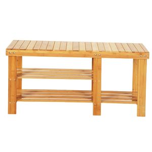 Moderno Sgabello Portascarpe in Bambù da 90 cm, Mobile per la Casa in Legno Massello con Scomparto per Stivali, Utilizzabile anche come Tavolino da Caffè - Product Image 3